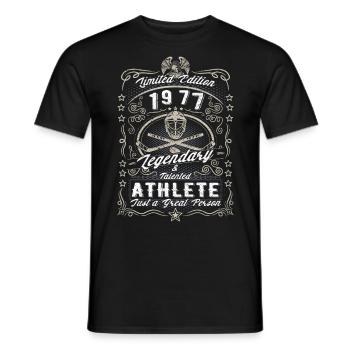 Vintage 1977 Ice Hockey Birthday Gift Hobby - Men's T-Shirt - black - Front - AI Model Male 178 light (178cm)