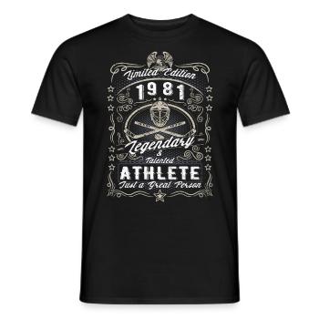 Vintage 1981 Hockey sur glace Cadeau d’anniversaire Hobby - T-shirt homme - noir - Devant - AI Model Male 178 light (178cm)