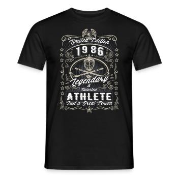 Vintage 1986 Ice Hockey Geburtstag Geschenk Hobby - Männer T-Shirt - Schwarz - Vorne - AI Model Male 178 light (178cm)