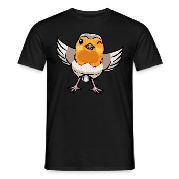 Robin Bird Kawaii Emoticon - Men's T-Shirt - black - Front - AI Model Male 178 light (178cm)