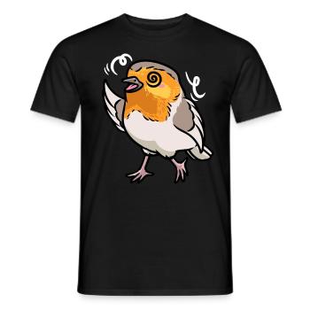 Robin Bird Kawaii Emoticon - Men's T-Shirt - black - Front - AI Model Male 178 light (178cm)