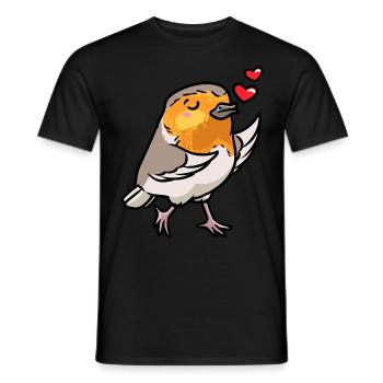 Robin Bird Kawaii Emoticon - Men's T-Shirt - black - Front - AI Model Male 178 light (178cm)