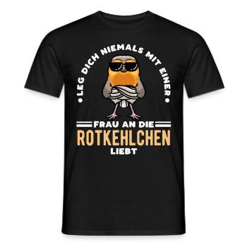 Rotkehlchen Vogel - Männer T-Shirt - Schwarz - Vorne - AI Model Male 178 light (178cm)