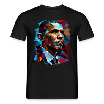 Obama Pop Art - Men's T-Shirt - black - Front - AI Model Male 178 light (178cm)