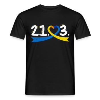 Boucle de sensibilisation à l’étiquette du syndrome de Down mondial pour - T-shirt homme - noir - Devant - AI Model Male 178 light (178cm)