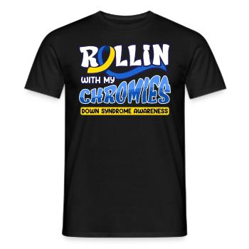 Down Syndrome Rollin avec mes Chromies - T-shirt homme - noir - Devant - AI Model Male 178 light (178cm)