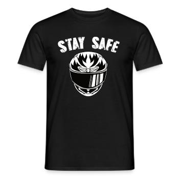 Casque de moto Restez en sécurité - T-shirt homme - noir - Devant - AI Model Male 178 light (178cm)