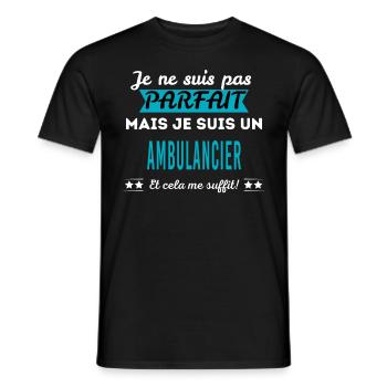 Je ne suis pas parfait AMBULANCIER - T-shirt homme - noir - Devant - AI Model Male 178 light (178cm)