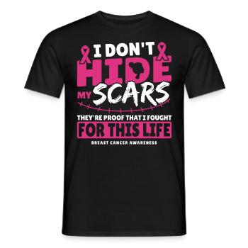 I Don't Hide My Scars Breast Cancer Awareness - Männer T-Shirt - Schwarz - Vorne - AI Model Male 178 light (178cm)