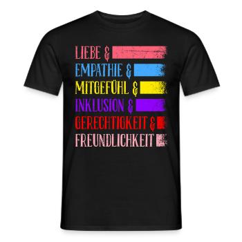 Inklusion Gleichheit Freundlichkeit Akzeptanz - Männer T-Shirt - Schwarz - Vorne - AI Model Male 178 light (178cm)