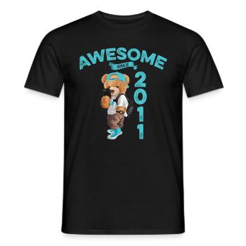 2011 Birthday Teddy Bear Awesome since - Men's T-Shirt - black - Front - AI Model Male 178 light (178cm)