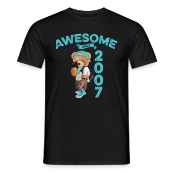 2007 Birthday Teddy Bear Awesome since - Men's T-Shirt - black - Front - AI Model Male 178 light (178cm)