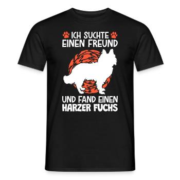 Suchte Freund und fand Harzer Fuchs Hütehund - Männer T-Shirt - Schwarz - Vorne - AI Model Male 178 light (178cm)