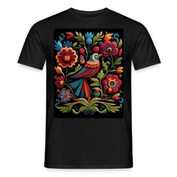 Vogel und Blumen - Männer T-Shirt - Schwarz - Vorne - AI Model Male 178 light (178cm)