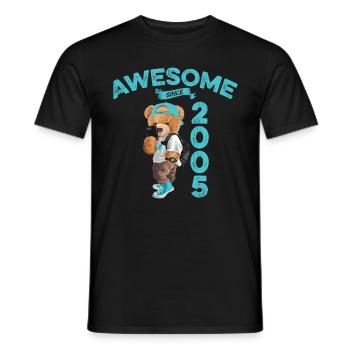 2005 Birthday Teddy Bear Awesome since - Men's T-Shirt - black - Front - AI Model Male 178 light (178cm)