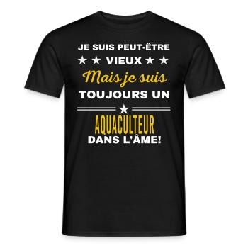Je suis peut-être vieux AQUACULTEUR - T-shirt homme - noir - Devant - AI Model Male 178 light (178cm)