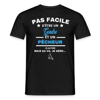 pas facile d'être pêcheur et Gendre - T-shirt homme - noir - Devant - AI Model Male 178 light (178cm)