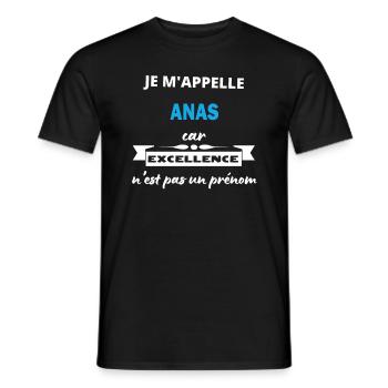Je m'appelle excellence Anas - T-shirt homme - noir - Devant - AI Model Male 178 light (178cm)