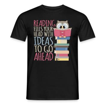 Reading Book Bookworm Library Owl Bookworm - Men's T-Shirt - black - Front - AI Model Male 178 light (178cm)