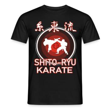 Cooles Shito Ryu Outfit mit Karatekas und Kanji - Männer T-Shirt - Schwarz - Vorne - AI Model Male 178 light (178cm)