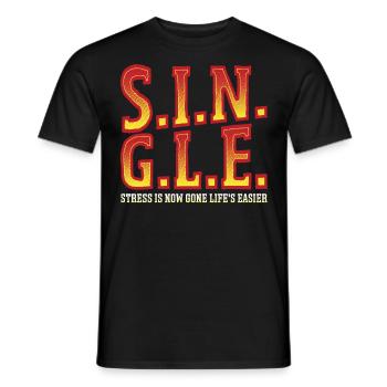 S.I.N.G.L.E Stress Is Now Gone Happy Singles - T-shirt homme - noir - Devant - AI Model Male 178 light (178cm)
