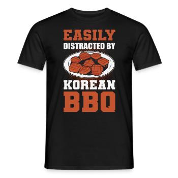 Easily Distracted By Korean BBQ Traditional Asian - Men's T-Shirt - black - Front - AI Model Male 178 light (178cm)