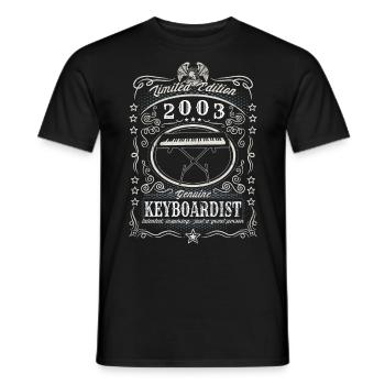 Vintage 2003 Keyboardist Birthday Gift Hobby - Men's T-Shirt - black - Front - AI Model Male 178 light (178cm)