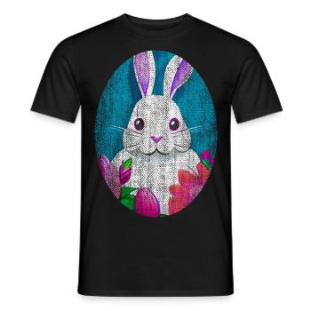 Easter Bunny retro used-look cool - Men's T-Shirt - black - Front - AI Model Male 178 light (178cm)