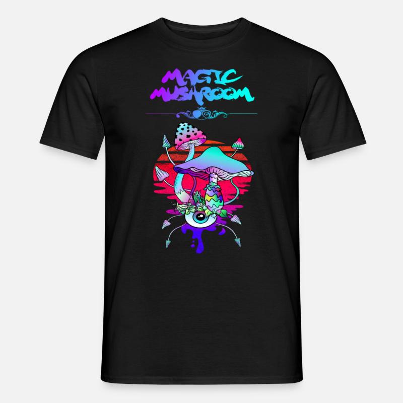 Magic Mushroom Sunset - Männer T-Shirt - Schwarz