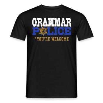 Grammatik-Polizei Rechntschreibung - Männer T-Shirt - Schwarz - Vorne - AI Model Male 178 light (178cm)