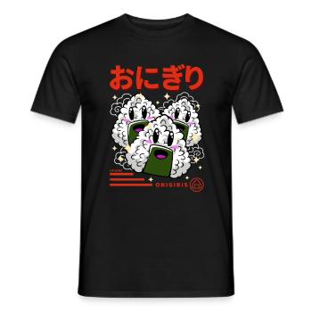 Japan small Onigiris Kanji - Men's T-Shirt - black - Front - AI Model Male 178 light (178cm)
