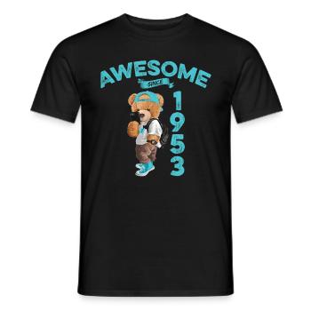 1953 Birthday Teddy Bear Awesome since - Men's T-Shirt - black - Front - AI Model Male 178 light (178cm)