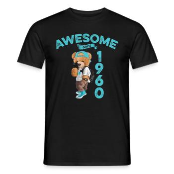 1960 Geburtstag Teddy Bär Awesome since - Männer T-Shirt - Schwarz - Vorne - AI Model Male 178 light (178cm)