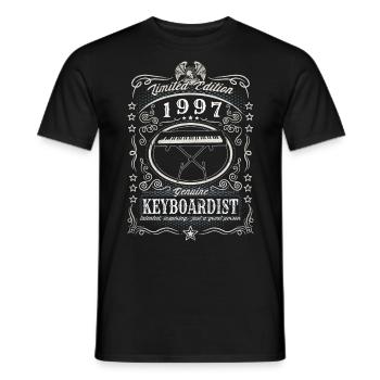 Vintage 1997 Keyboardist Birthday Gift Hobby - Men's T-Shirt - black - Front - AI Model Male 178 light (178cm)
