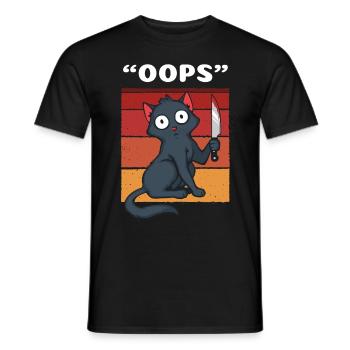 Oops Murderous Cat - Men's T-Shirt - black - Front - AI Model Male 178 light (178cm)