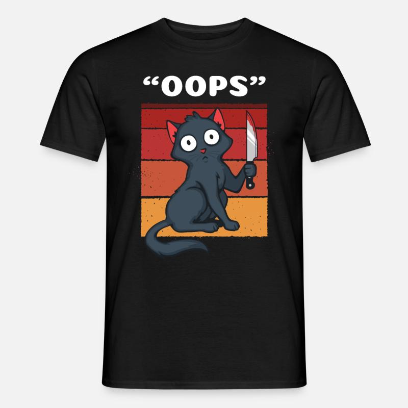 Oops Murderous Cat - Männer T-Shirt - Schwarz
