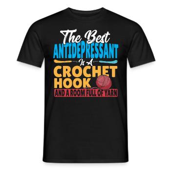 Best AntiDepressant Is A Crochet Hook And Yarn - Männer T-Shirt - Schwarz - Vorne - AI Model Male 178 light (178cm)