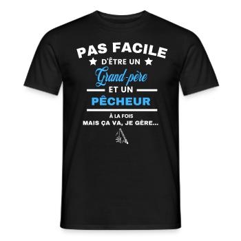 pas facile d'être pêcheur et Grand-père - T-shirt homme - noir - Devant - AI Model Male 178 light (178cm)