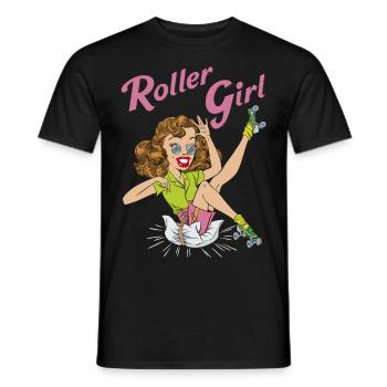 Roller Girl - Männer T-Shirt - Schwarz - Vorne - AI Model Male 178 light (178cm)