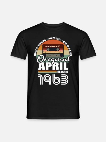 60e verjaardag Geboren april 1963 Origineel 1963 - Heren T-shirt - zwart