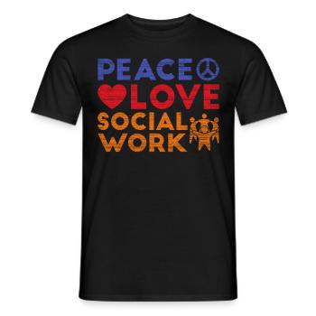 Peace Love Socialwork Social Worker - Men's T-Shirt - black - Front - AI Model Male 178 light (178cm)