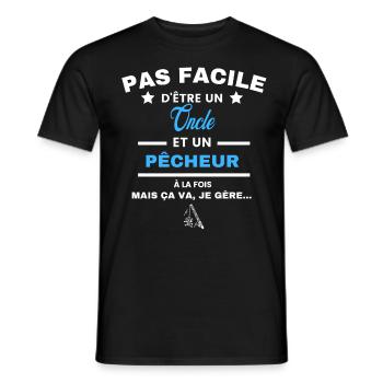 pas facile d'être pêcheur et Oncle - T-shirt homme - noir - Devant - AI Model Male 178 light (178cm)