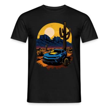 Muscle Car dans le désert - T-shirt homme - noir - Devant - AI Model Male 178 light (178cm)
