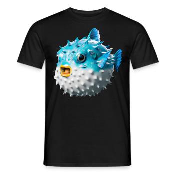Poisson-globe gonflé - T-shirt homme - noir - Devant - AI Model Male 178 light (178cm)