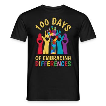 100 jours de diversité et d’inclusion solidaire - T-shirt homme - noir - Devant - AI Model Male 178 light (178cm)