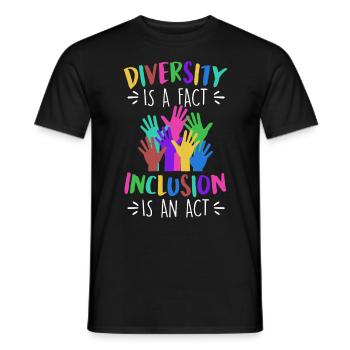 Diversity is a fact Inclusion is an Act Vielfalt - Men's T-Shirt - black - Front - AI Model Male 178 light (178cm)