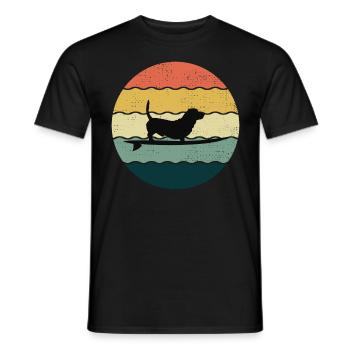 Basset Hound Propriétaire Chien Surf Planche De Surf Rétro - T-shirt homme - noir - Devant - AI Model Male 178 light (178cm)