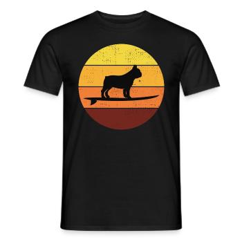 French bulldog Owner Dog Surfing Retro Vintage - Men's T-Shirt - black - Front - AI Model Male 178 light (178cm)