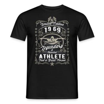 Vintage 1969 Swimmer Birthday Gift Hobby - Men's T-Shirt - black - Front - AI Model Male 178 light (178cm)