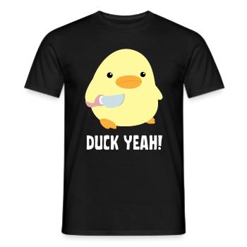 Duck yes - Duck with knife duck with knife - Men's T-Shirt - black - Front - AI Model Male 178 light (178cm)